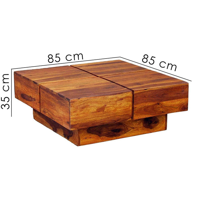 Glamorous Wooden Handmade Solid Sheesham Wood Coffee Table - WoodenTwist