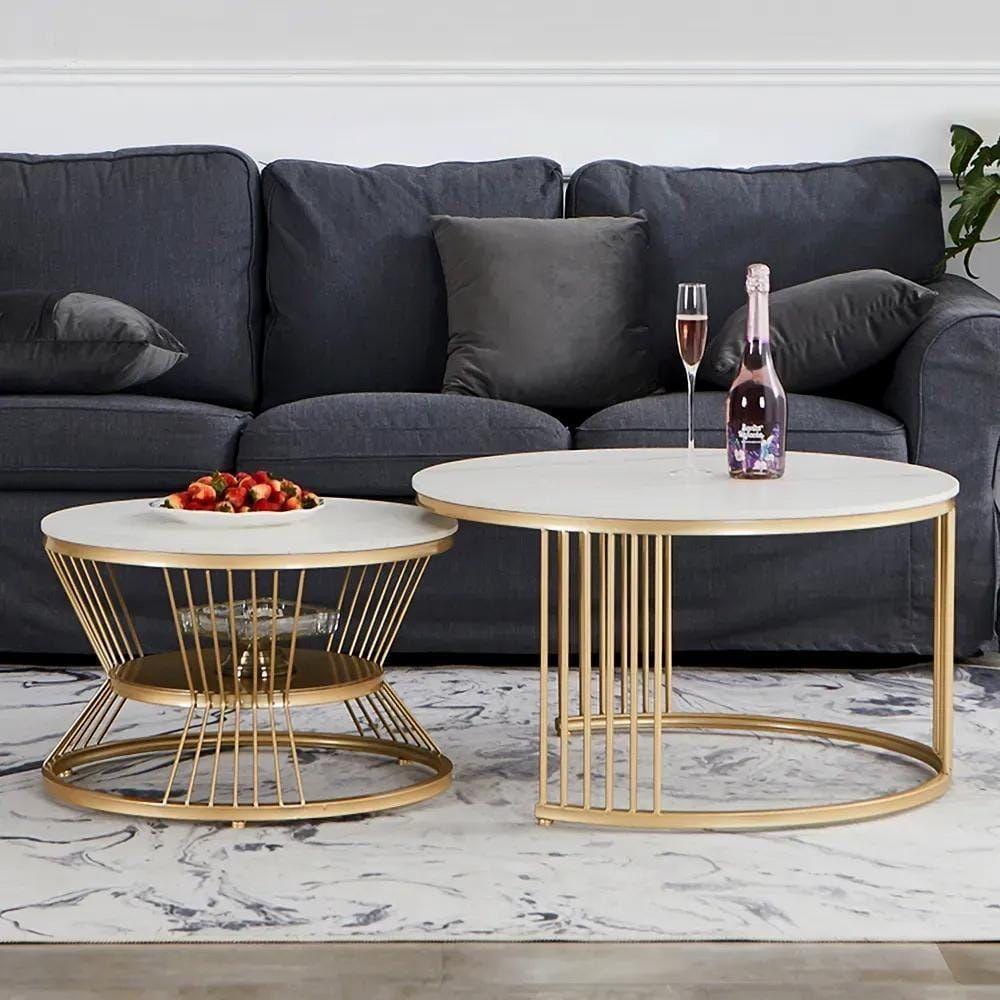 Powder Coated Gold Nesting Center Tables