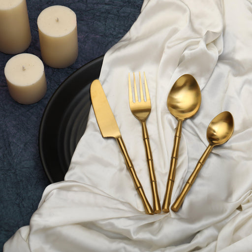 Bamboo elegance golden cutlery set