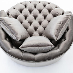 Wooden Twist Barrel Button Tufted Design Modern Round Sofa For Living Room with 3 Pillows - WoodenTwist