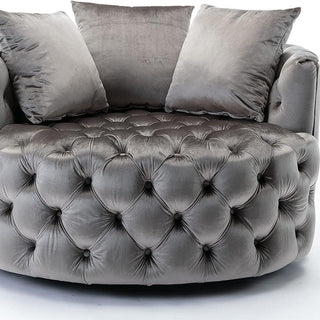 Wooden Twist Barrel Button Tufted Design Modern Round Sofa For Living Room with 3 Pillows - WoodenTwist