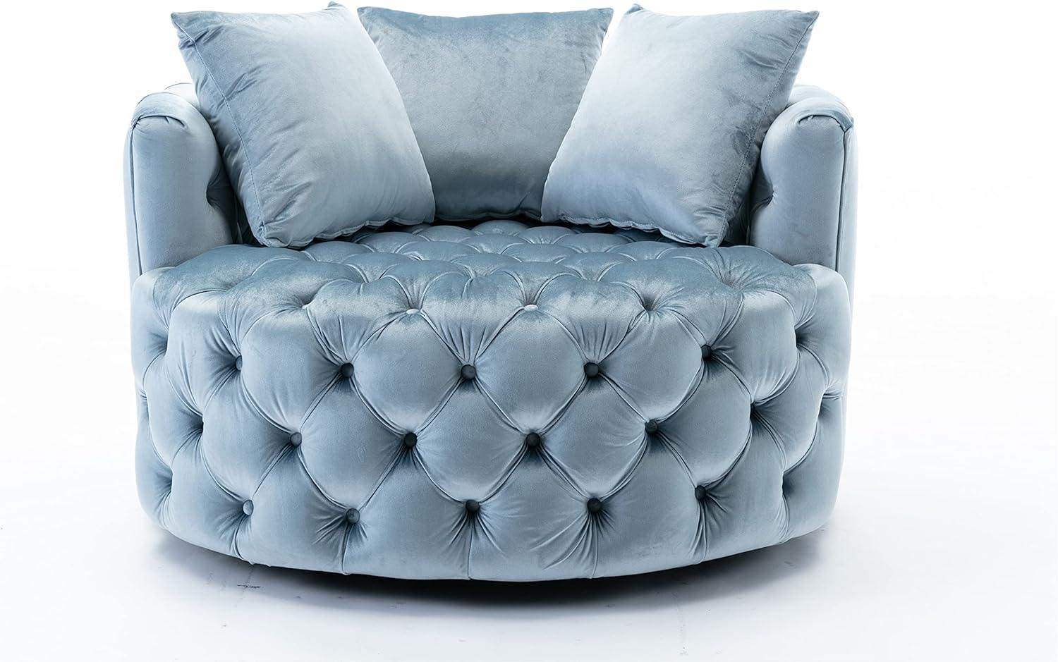 Wooden Twist Barrel Button Tufted Design Modern Round Sofa For Living Room with 3 Pillows - WoodenTwist