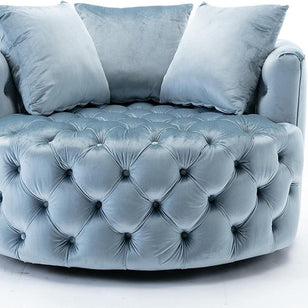 Wooden Twist Barrel Button Tufted Design Modern Round Sofa For Living Room with 3 Pillows - WoodenTwist