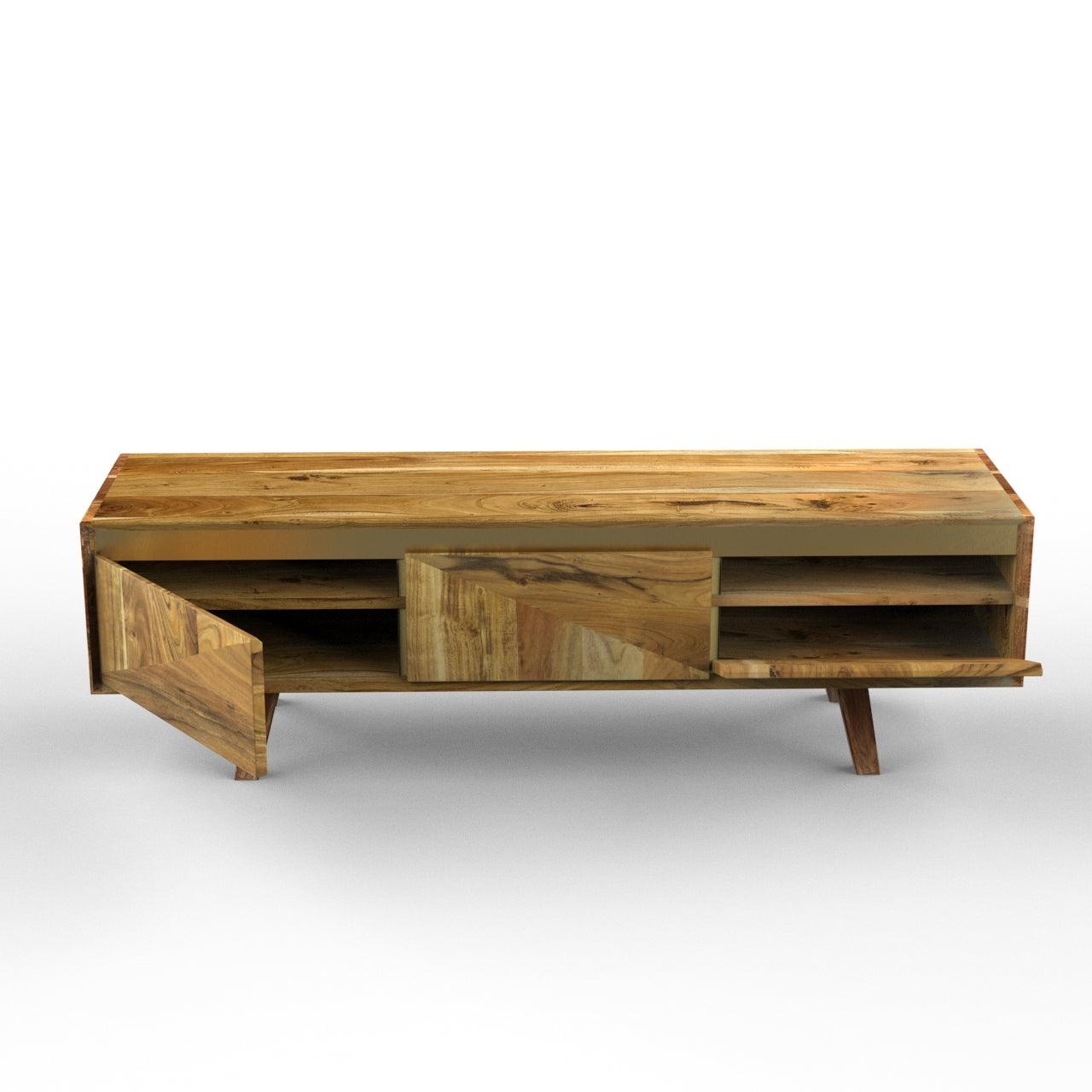 Mirar Handmade Solid Sheesham Wood TV Unit for Living Room - WoodenTwist