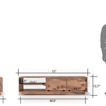 Elegante Handmade Solid Sheesham Wood TV Unit for Living Room - WoodenTwist