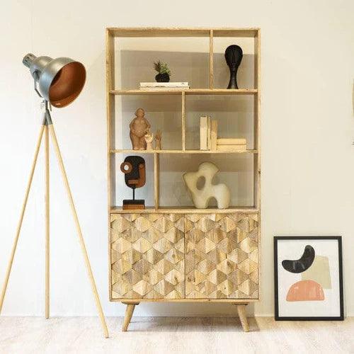 Wooden Twist Pentagonal Hand-Carved Sideboard Cabinet with 1 Door & 3 Drawers Elegant Storage Solution for Home Decor - WoodenTwist