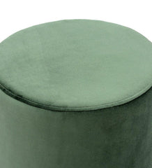 Solid Wood Foot Stool In Velvet Green Colour - WoodenTwist