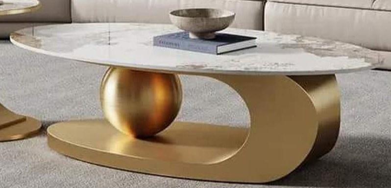 Oval Frame Centre Table with Marble Top
