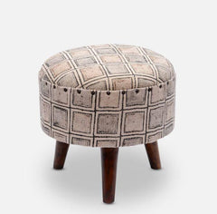 Mango Wood Foot Stool In Cotton white Colour - WoodenTwist