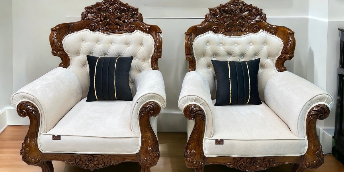 Buy Wooden Twist Hand Czar Carved Glamor Teak Wood Sofa (Set of 2) Online  at Woodentwist — WoodenTwist