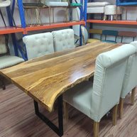 Wooden Twist Mango Wood and Wrought Iron Vintage Dining Table Rustic Industrial Design for Home Decor - WoodenTwist