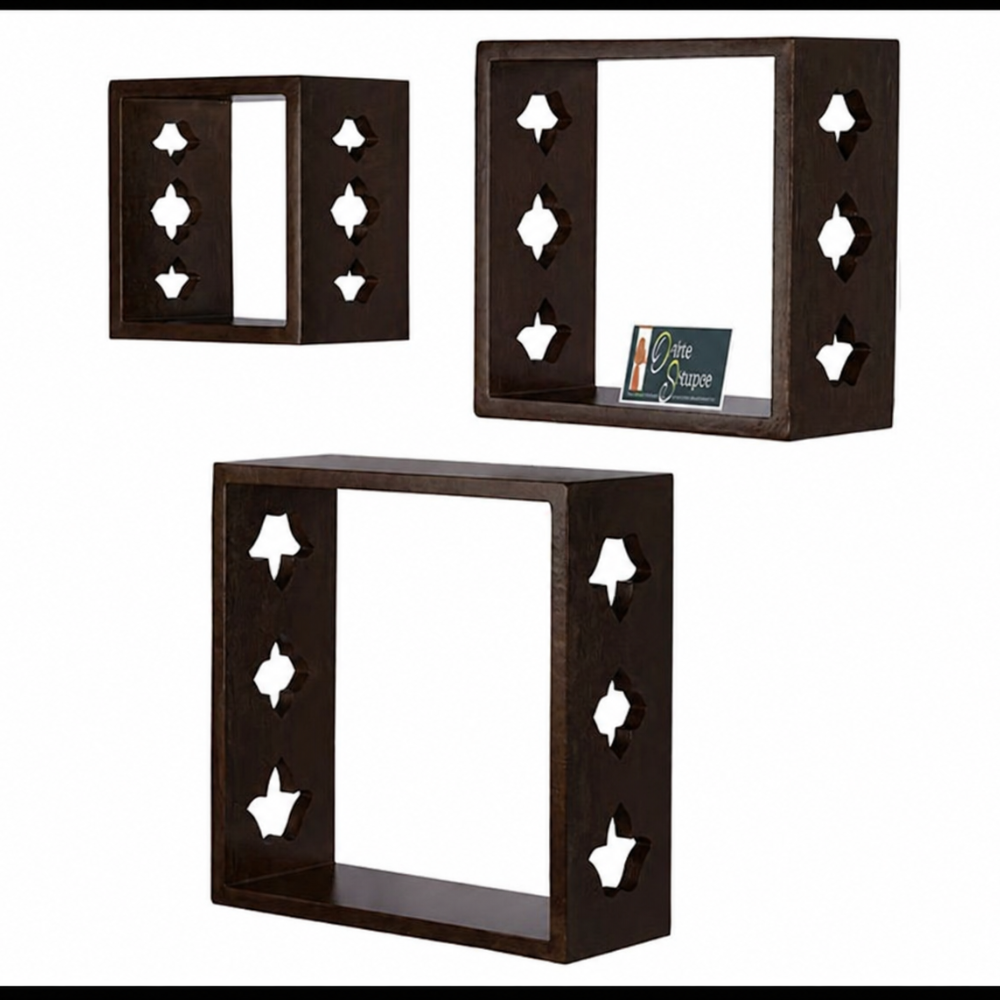 Wooden Square Nesting Floating Wall Shelves Set of 3 - WoodenTwist