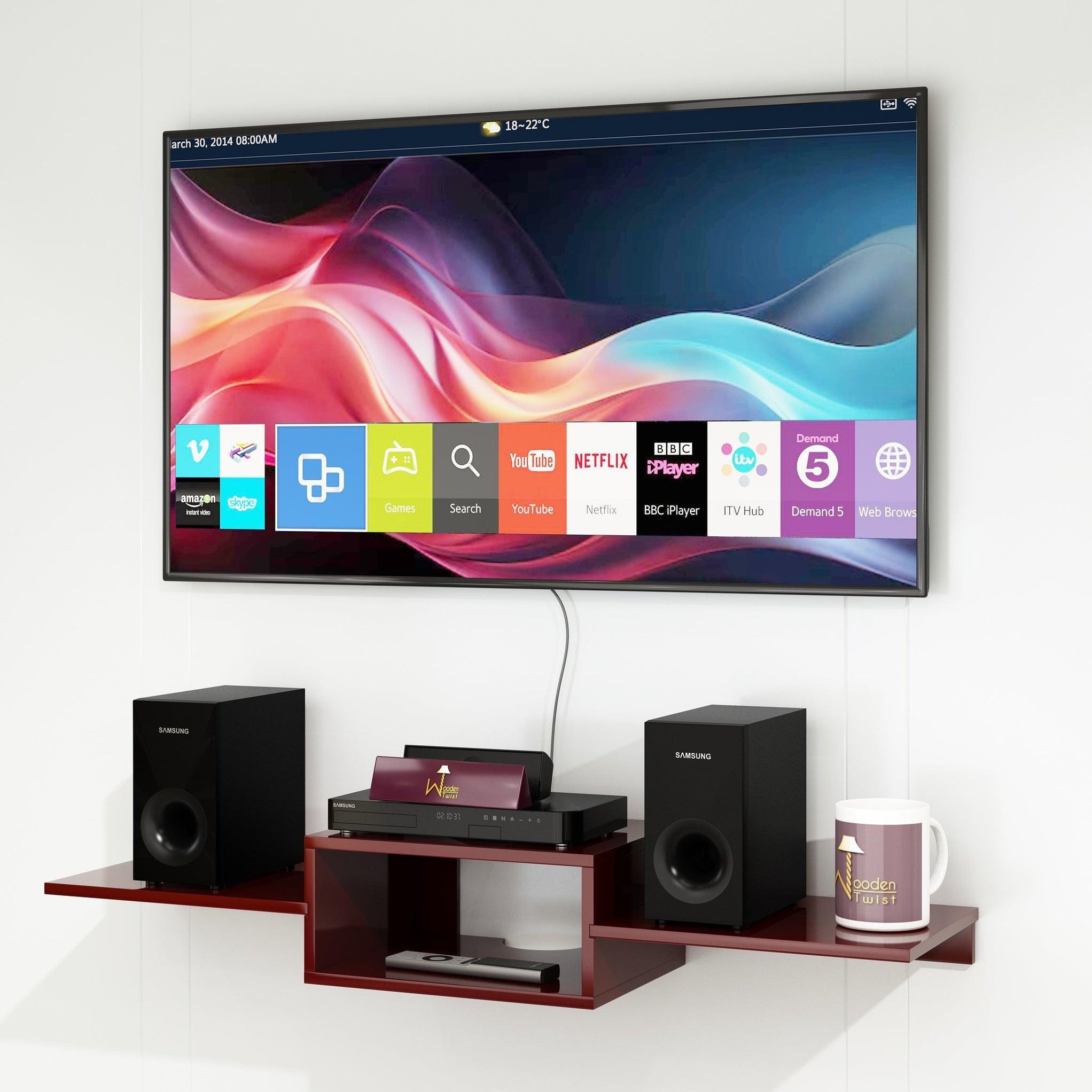 Buy Wooden TV Entertainment Unit/Wall Set Top Box Stand Shelf