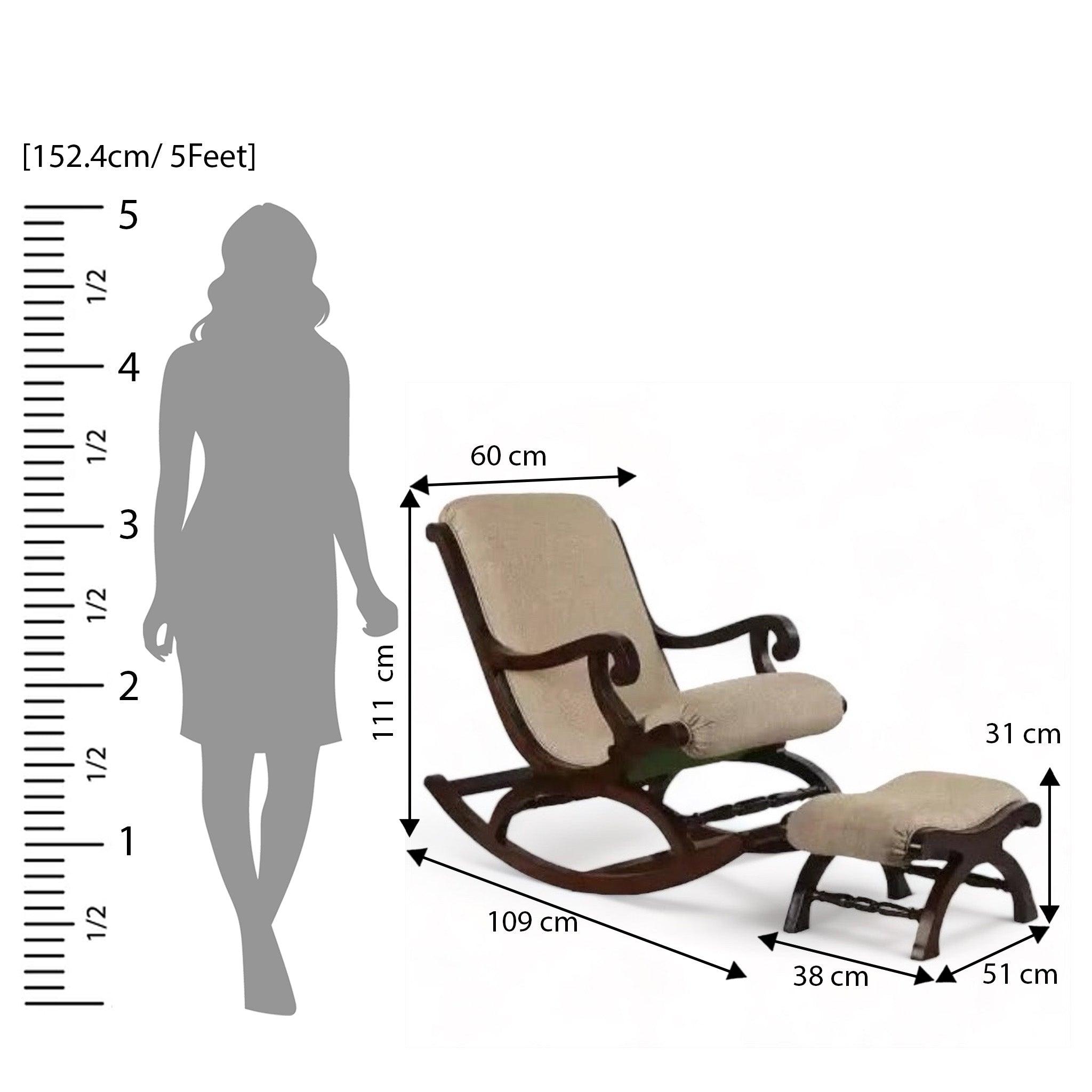 Rocking Chair with Foot Rest ( Walnut ) - WoodenTwist