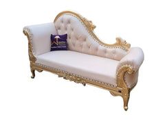 Vintage Teak Wood Handcrafted Deewan Chaise Lounge (Golden) - WoodenTwist