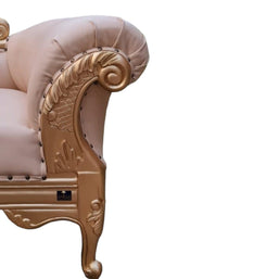 Vintage Teak Wood Handcrafted Deewan Chaise Lounge (Golden) - WoodenTwist