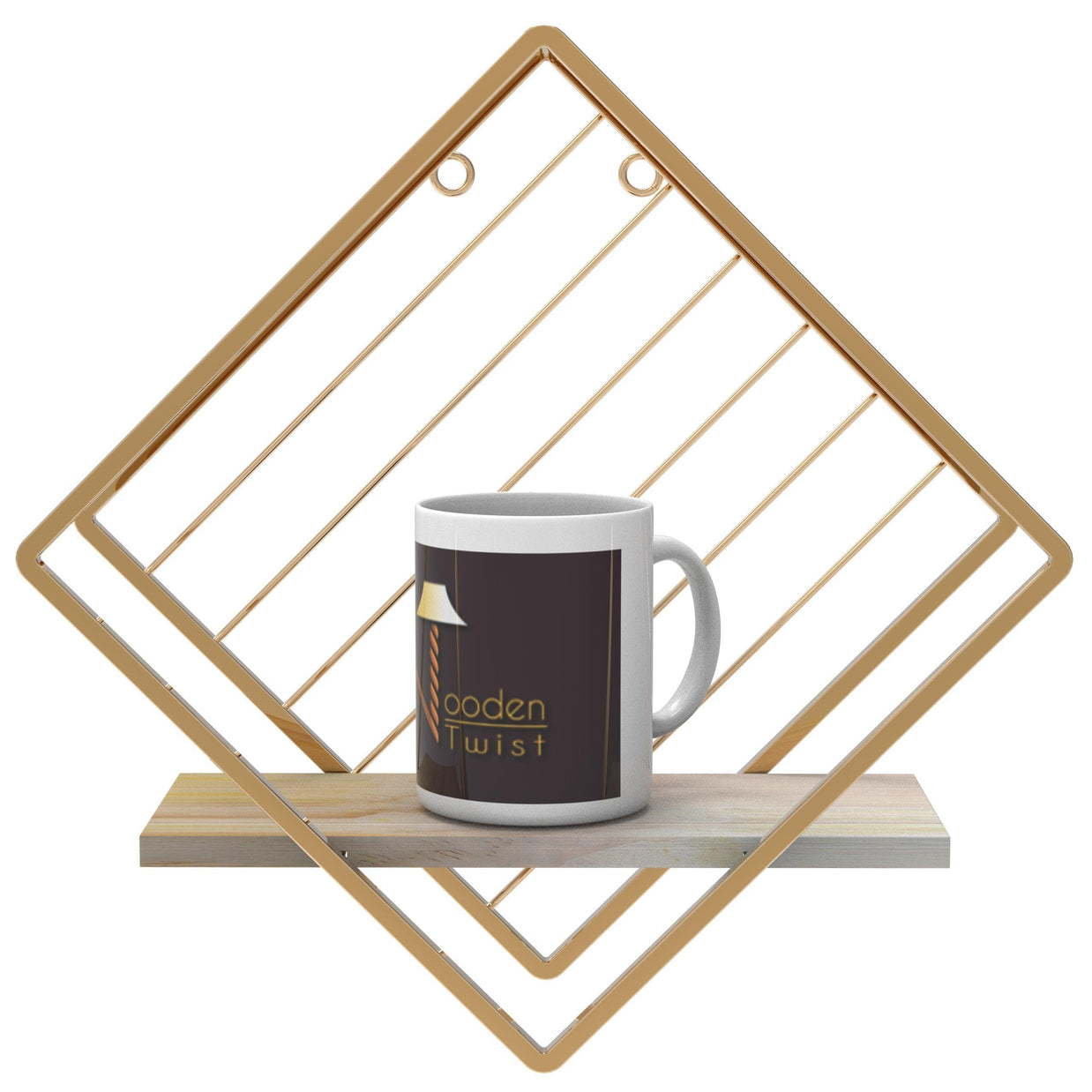 Golden rhombus floating wall shelf for living room