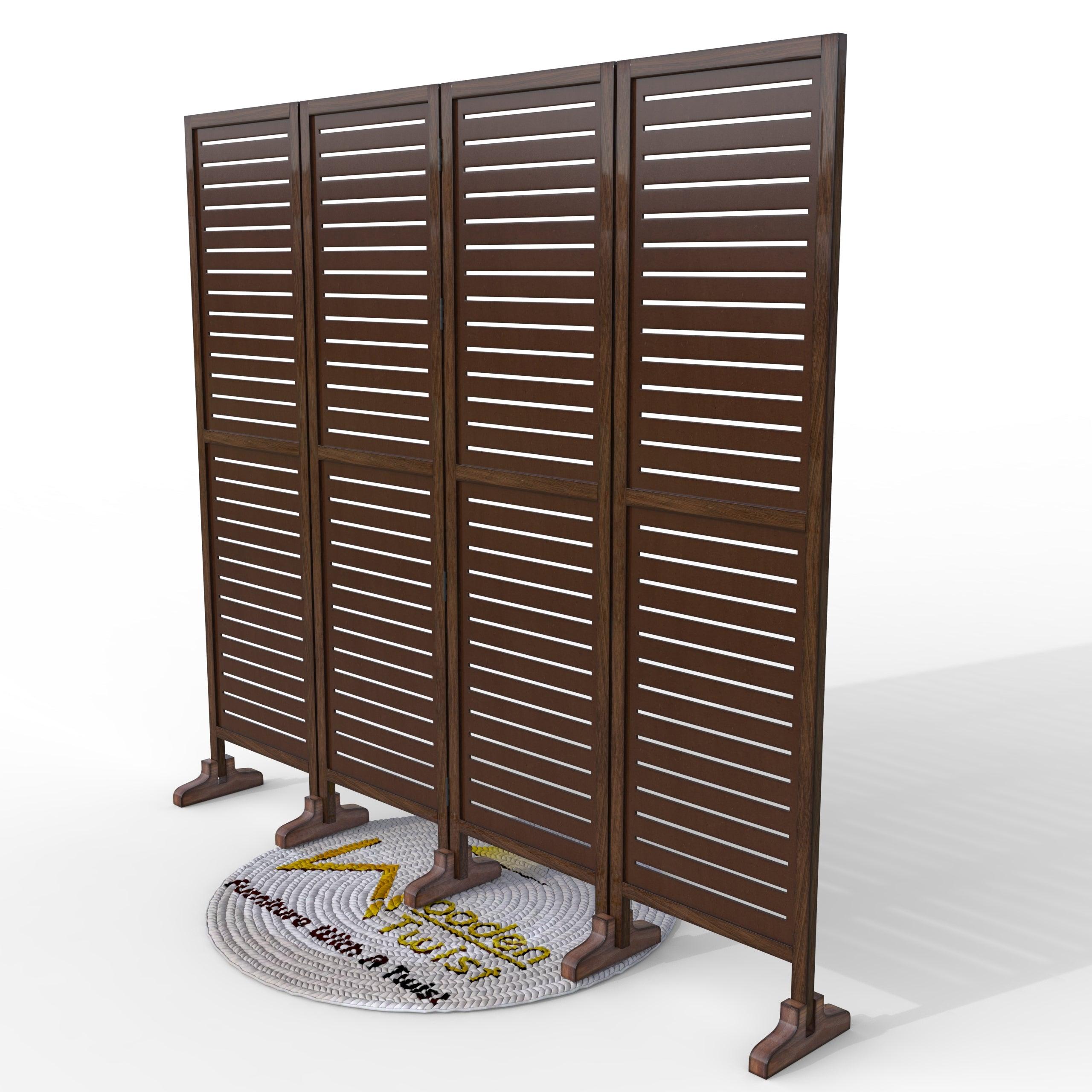 Wooden Twist Rectangular Shape Premium Solid Wood Room Divider ( Brown ) - WoodenTwist