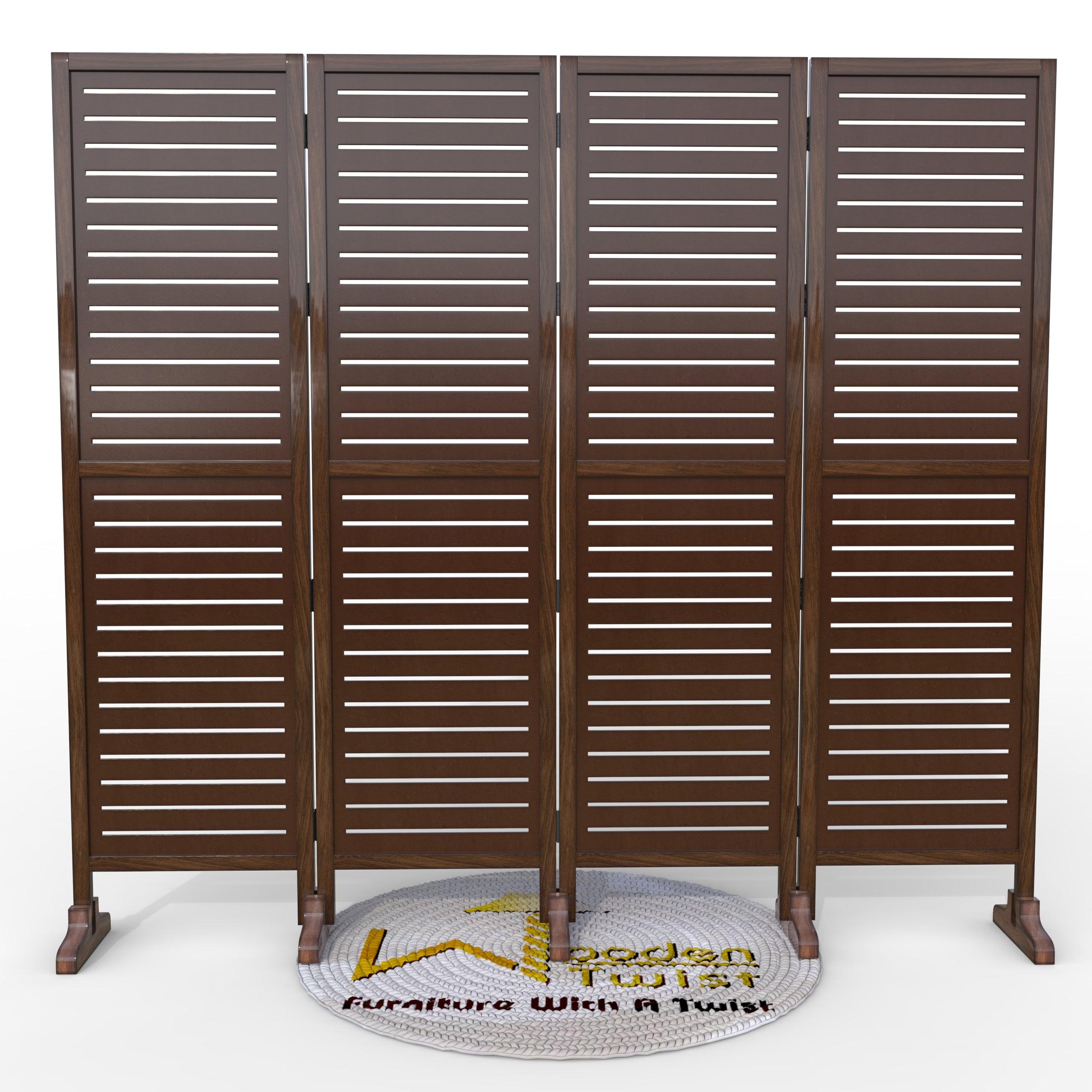 Wooden Twist Rectangular Shape Premium Solid Wood Room Divider ( Brown ) - WoodenTwist