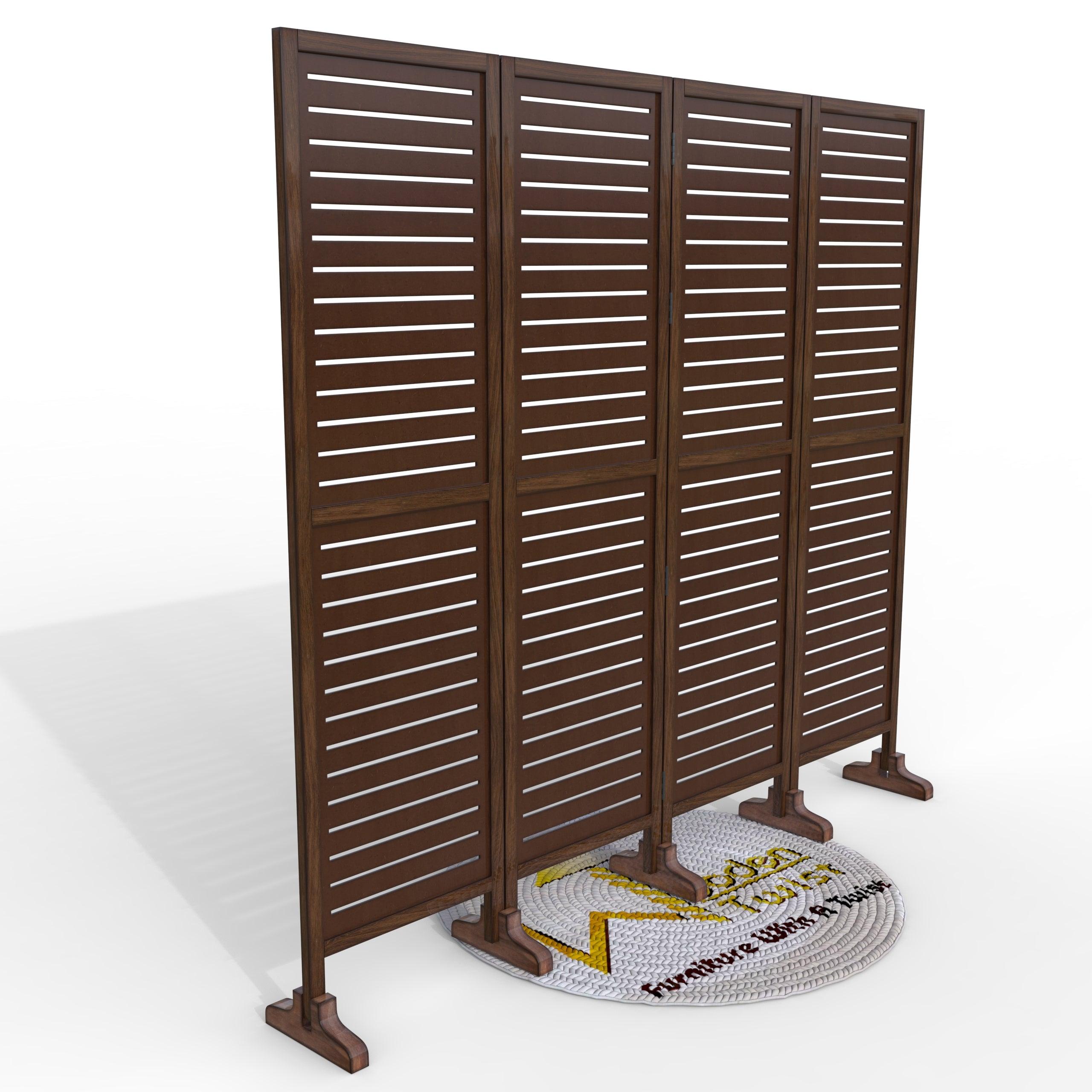 Wooden Twist Rectangular Shape Premium Solid Wood Room Divider ( Brown ) - WoodenTwist