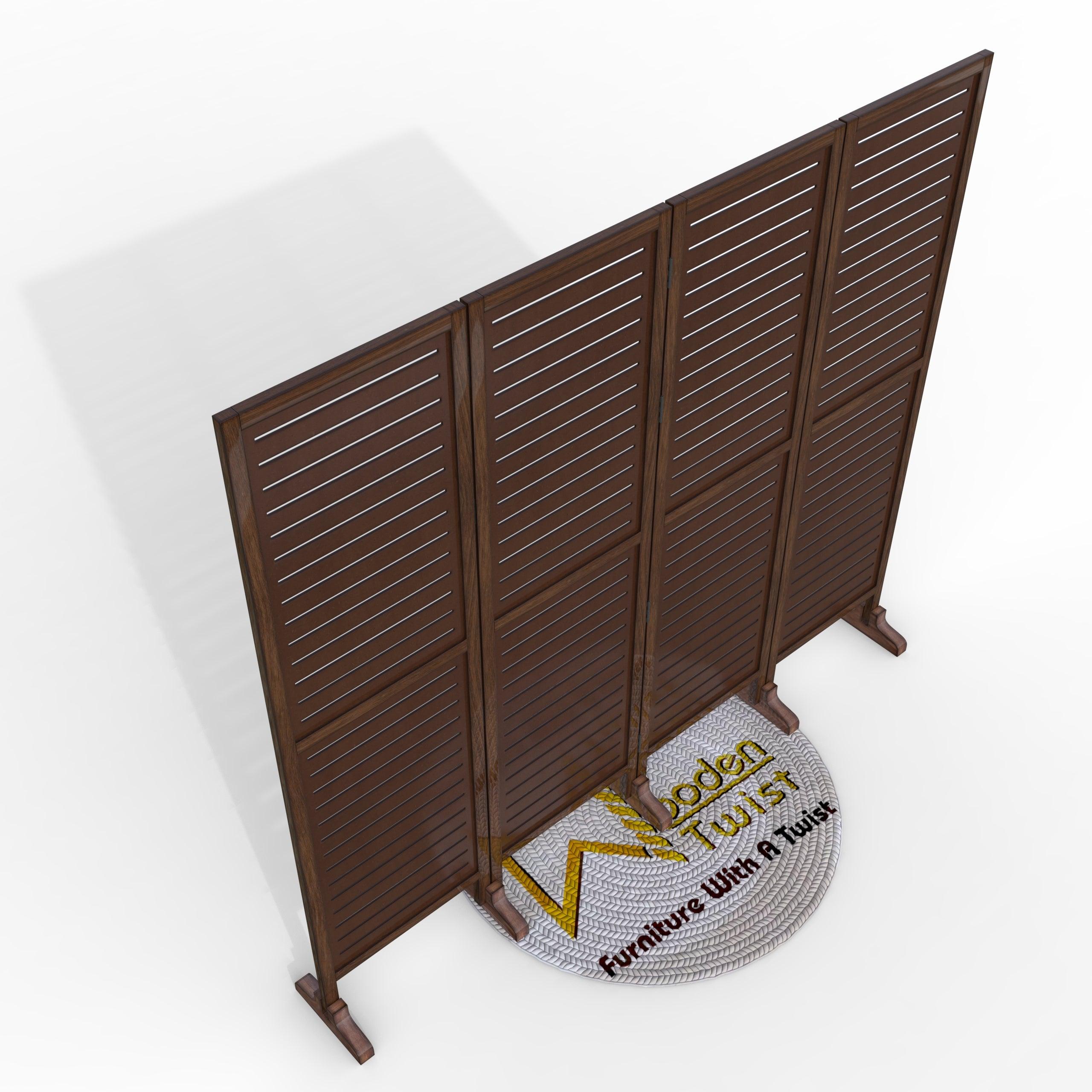 Wooden Twist Rectangular Shape Premium Solid Wood Room Divider ( Brown ) - WoodenTwist