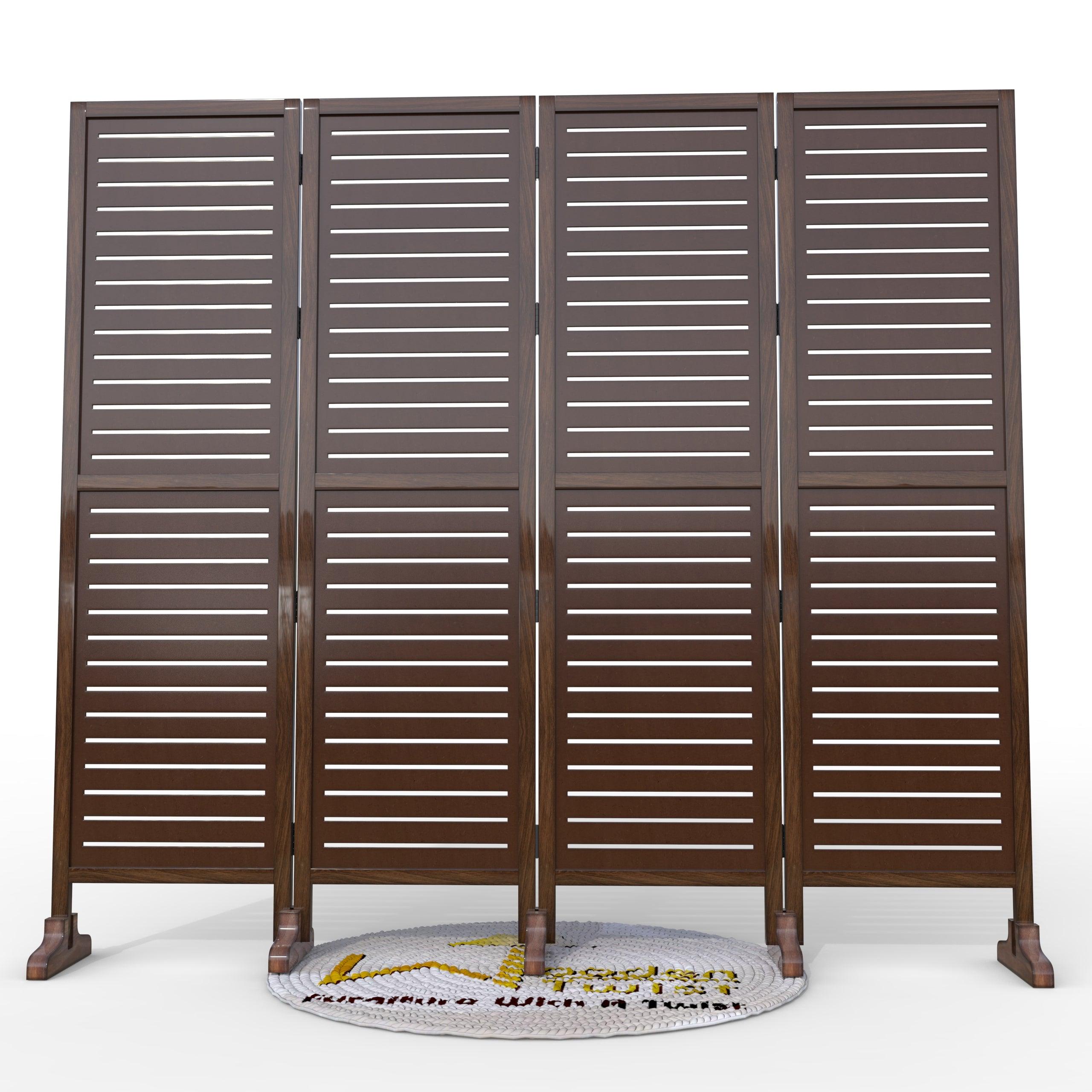 Wooden Twist Rectangular Shape Premium Solid Wood Room Divider ( Brown ) - WoodenTwist