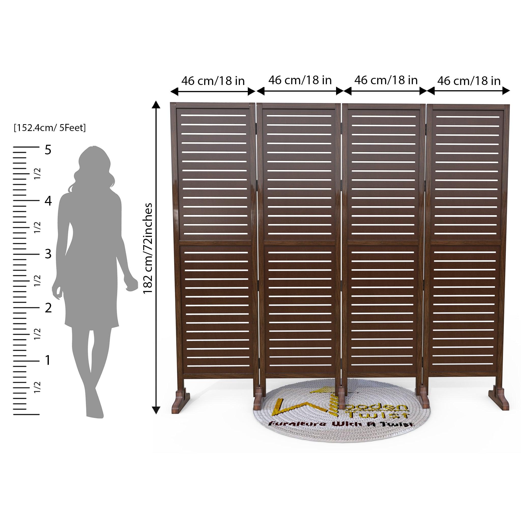 Wooden Twist Rectangular Shape Premium Solid Wood Room Divider ( Brown ) - WoodenTwist