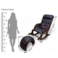 Graceful Hand Carved Rocking Chair with Foot Rest - WoodenTwist