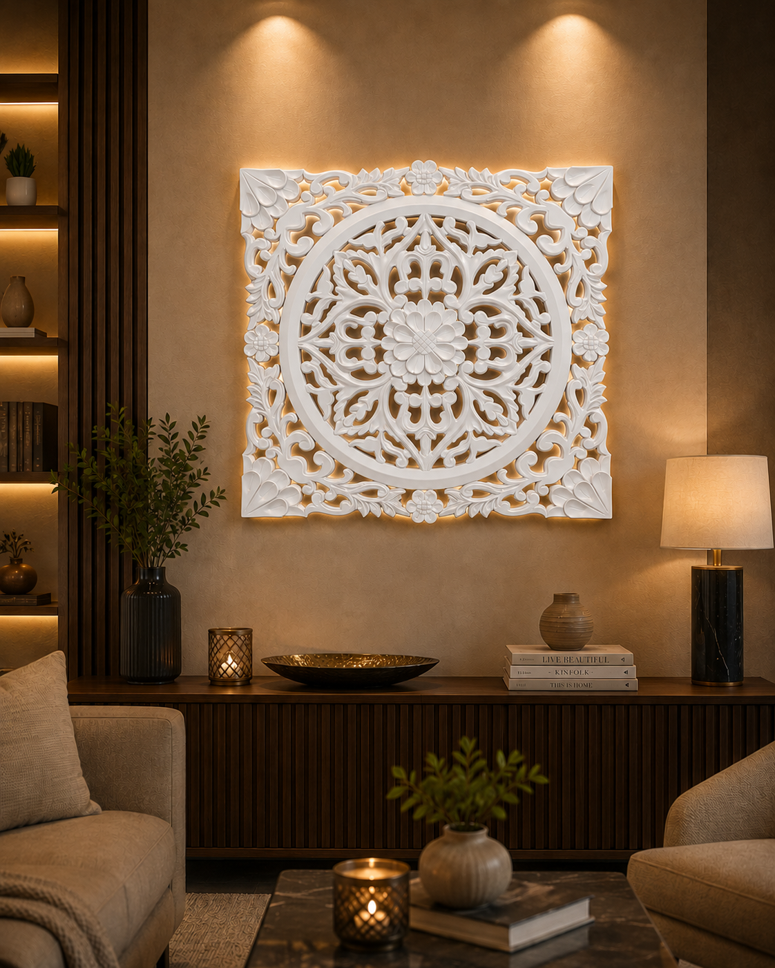 Hand Carved MDF Wood Wall Panel - Rustic Home Decor Accent