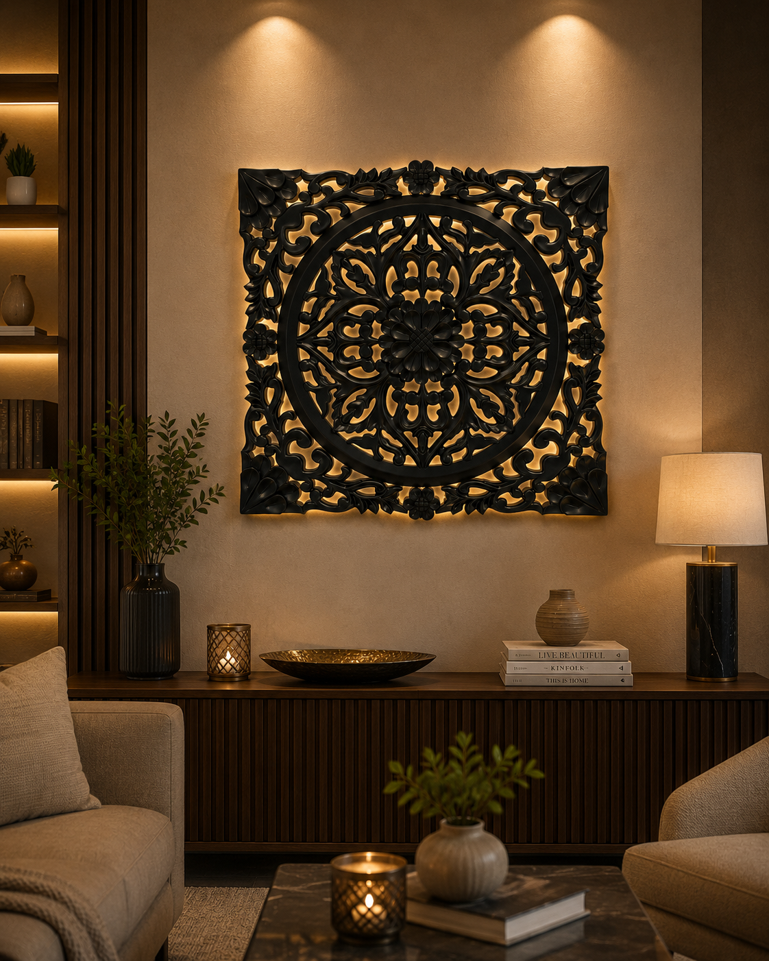 Hand Carved MDF Wood Wall Panel - Rustic Home Decor Accent