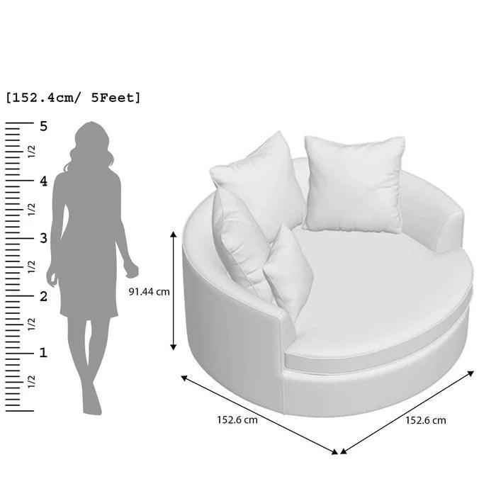 Wooden Modern Round Accent Sofa Barrel Cuddle Chair With 3 Pillows (Silver) - WoodenTwist