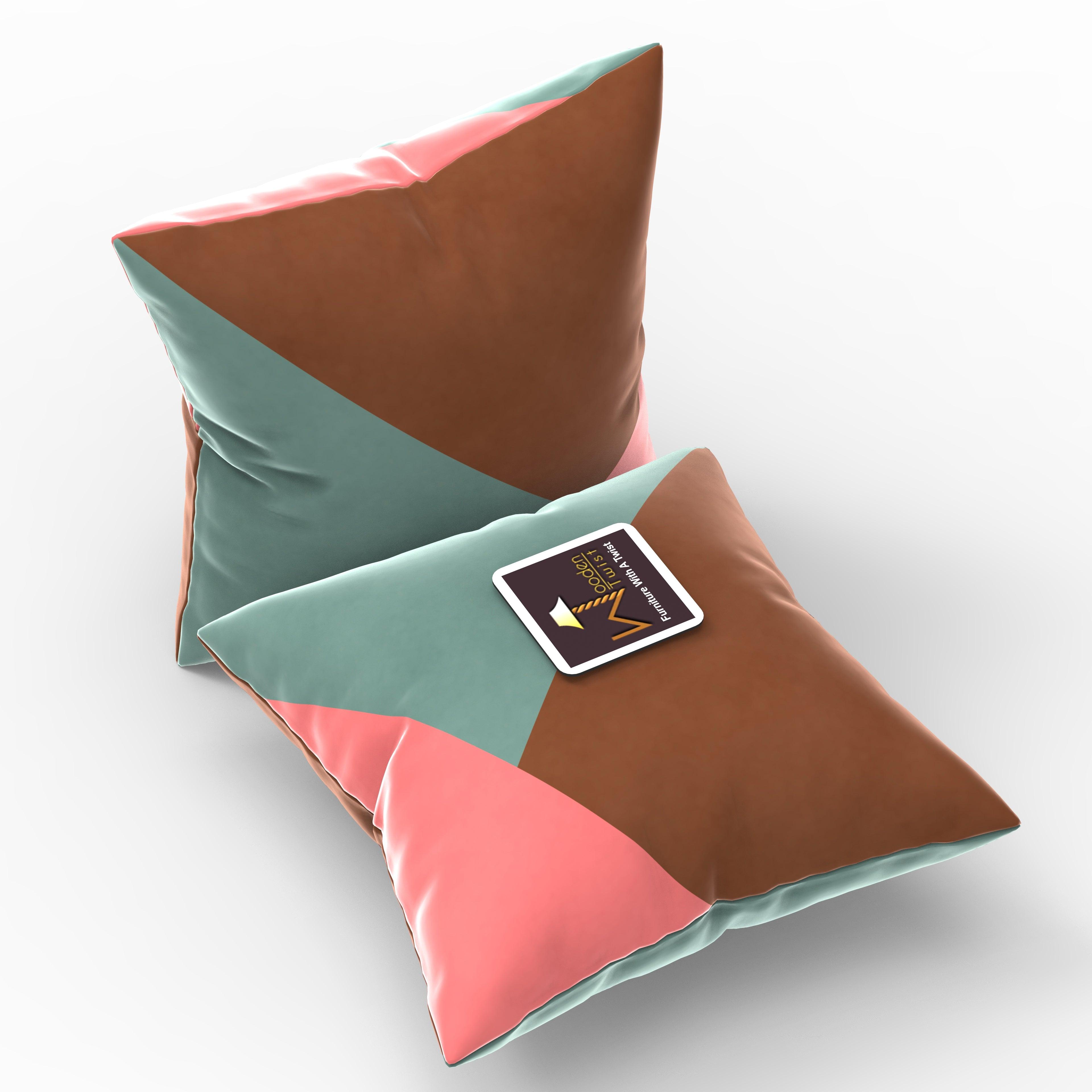 Fabrahome Abstract Square Velvet Cushion Cover Set of 2 ( Multicolor ) - WoodenTwist