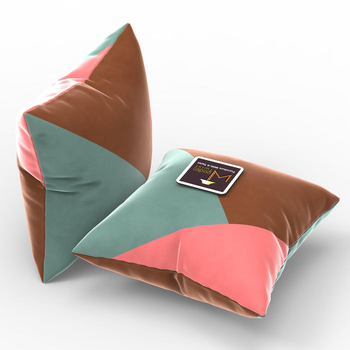 Fabrahome Abstract Square Velvet Cushion Cover Set of 2 ( Multicolor ) - WoodenTwist