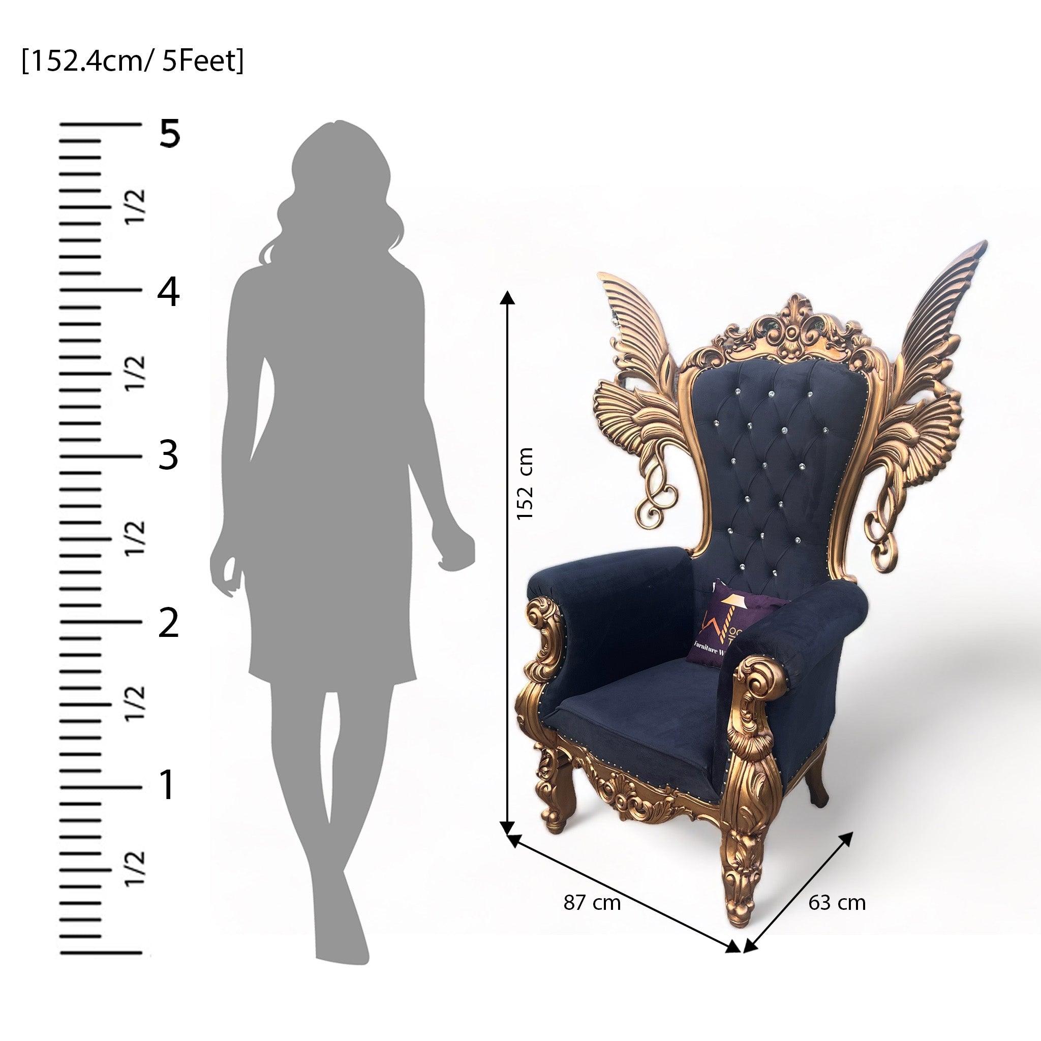 Wooden Twist Luxurious High Back Throne Chair with Especial Wings - WoodenTwist