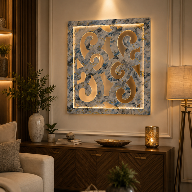 Paisley Mango & MDF Wood Decorative Wall Panel for Living Room