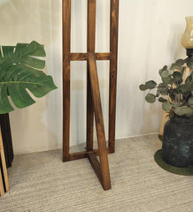 Achille Wooden Floor Lamp with Brown Base and Jute Fabric Lampshade - WoodenTwist