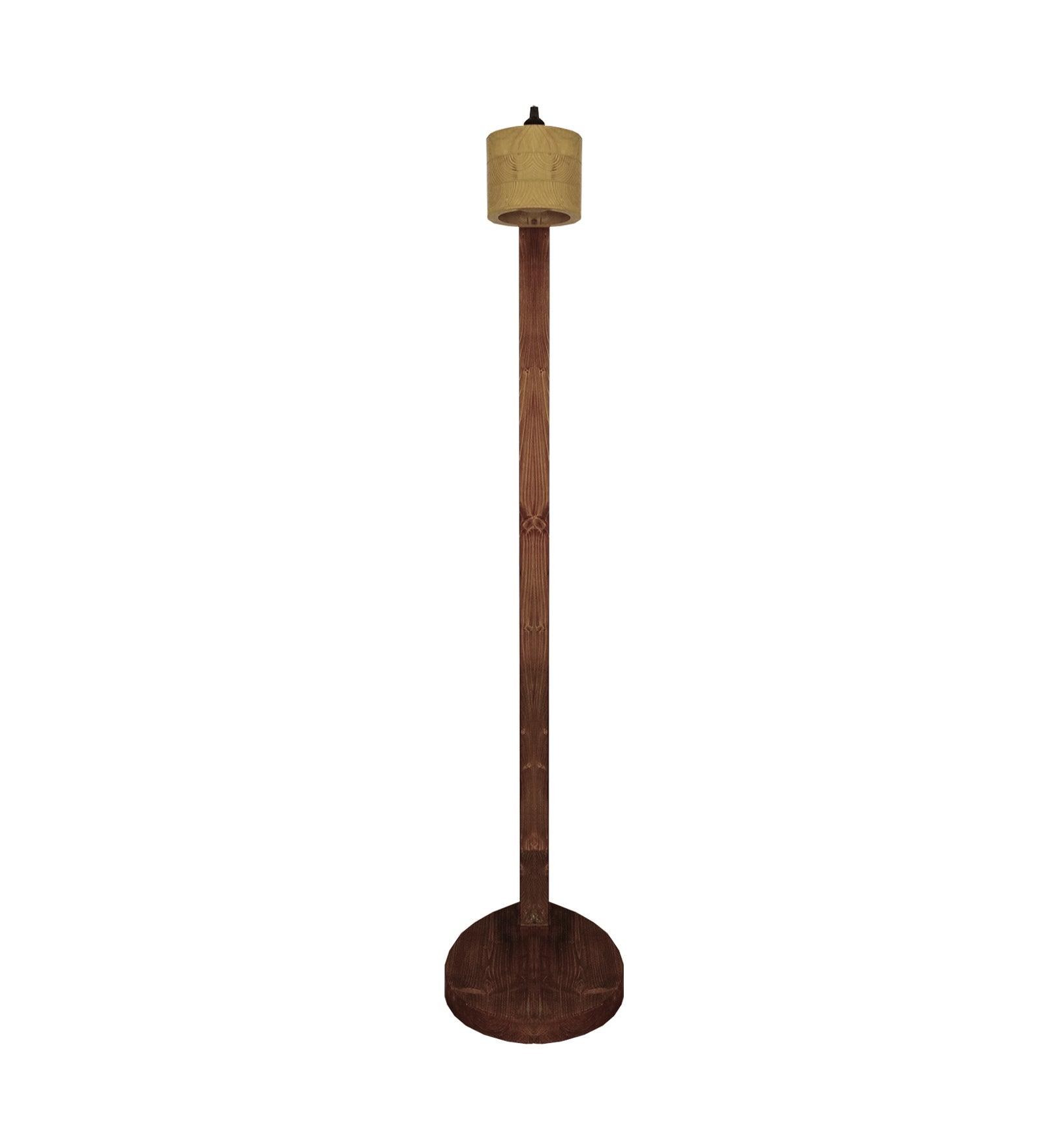 Alice Wooden Floor Lamp with Brown Base - WoodenTwist