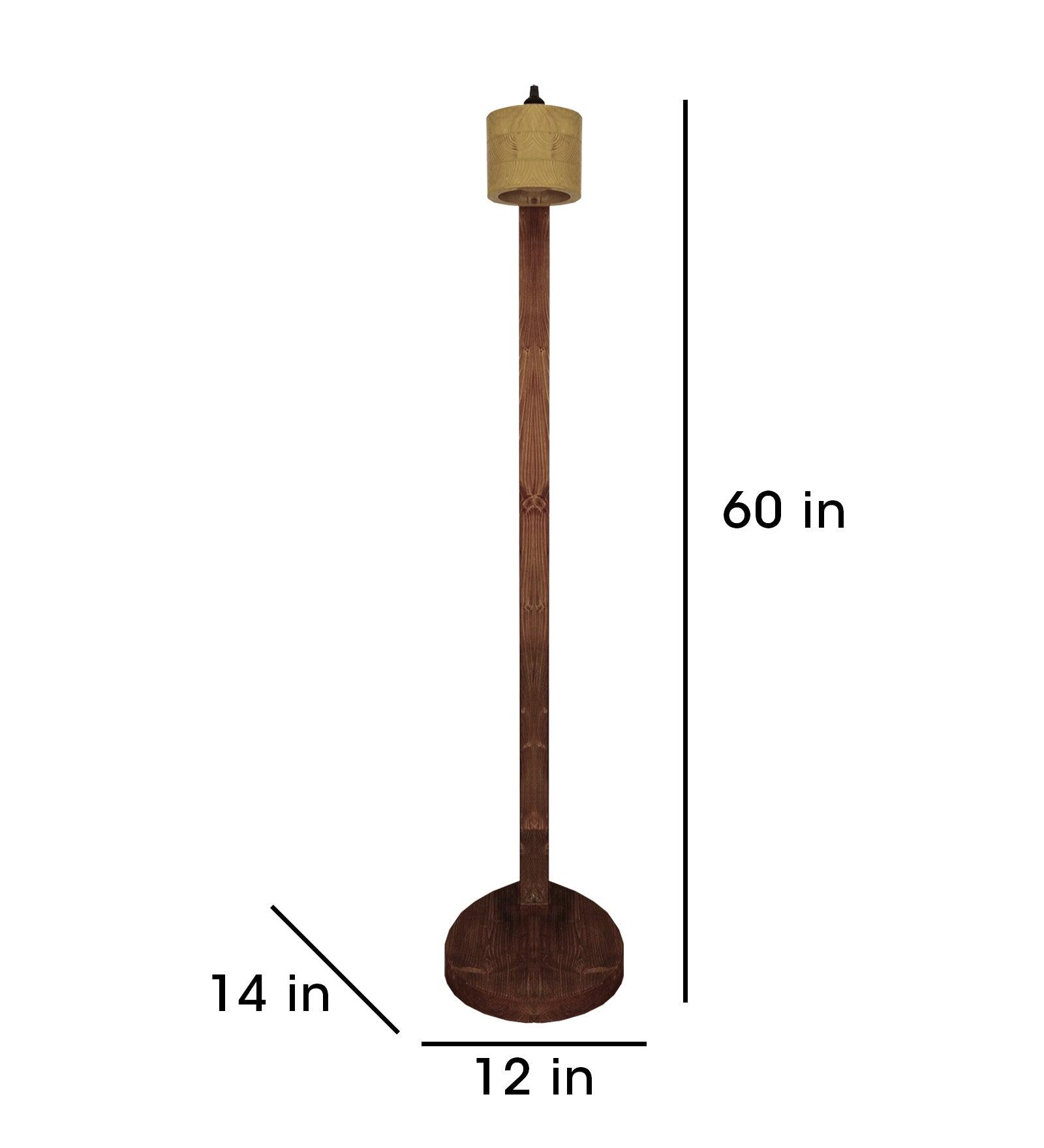 Alice Wooden Floor Lamp with Brown Base - WoodenTwist