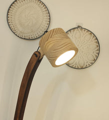 Alice Wooden Floor Lamp with Brown Base - WoodenTwist