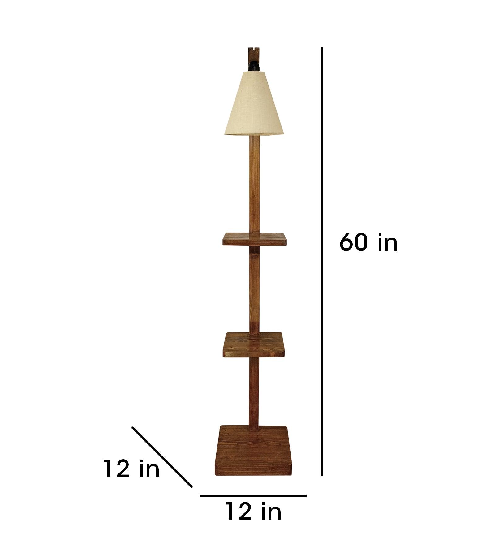 Andre Wooden Floor Lamp with Brown Base and Jute Fabric Lampshade - WoodenTwist