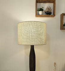 Aristro Wooden Floor Lamp with Brown Base and Jute Fabric Lampshade - WoodenTwist