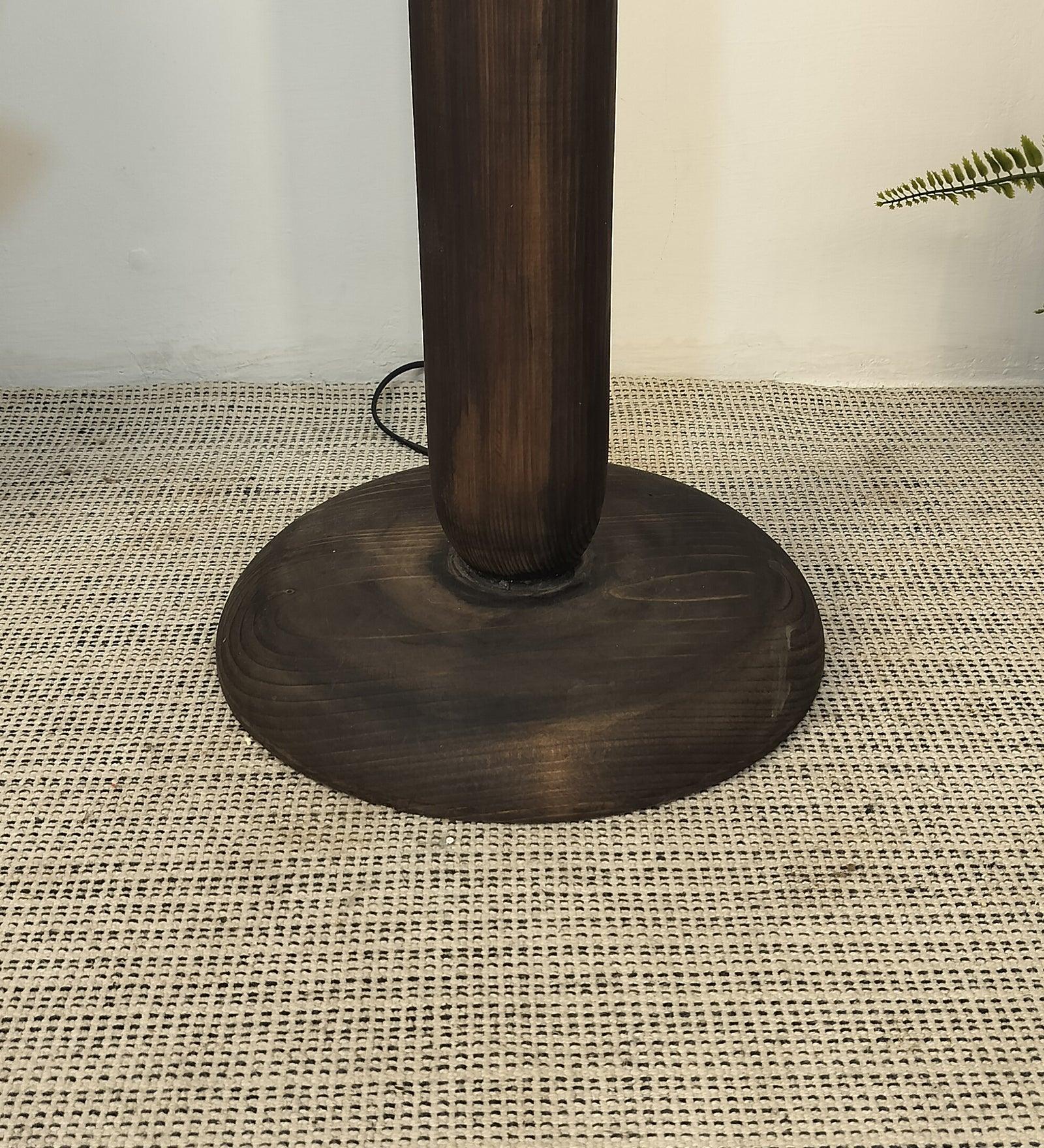 Aristro Wooden Floor Lamp with Brown Base and Jute Fabric Lampshade - WoodenTwist