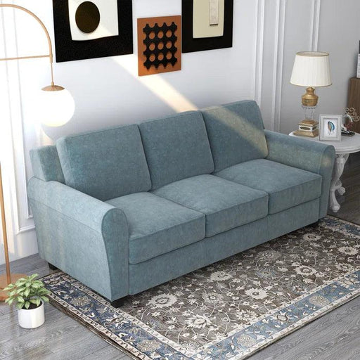 Wooden Twist Modern Sofa in Grey Velvet Fabric