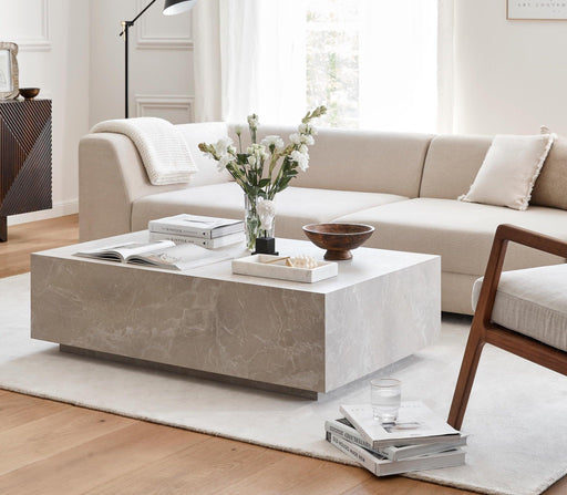 NAPLES Coffee Table With MERQUINA Marble Finish - WoodenTwist