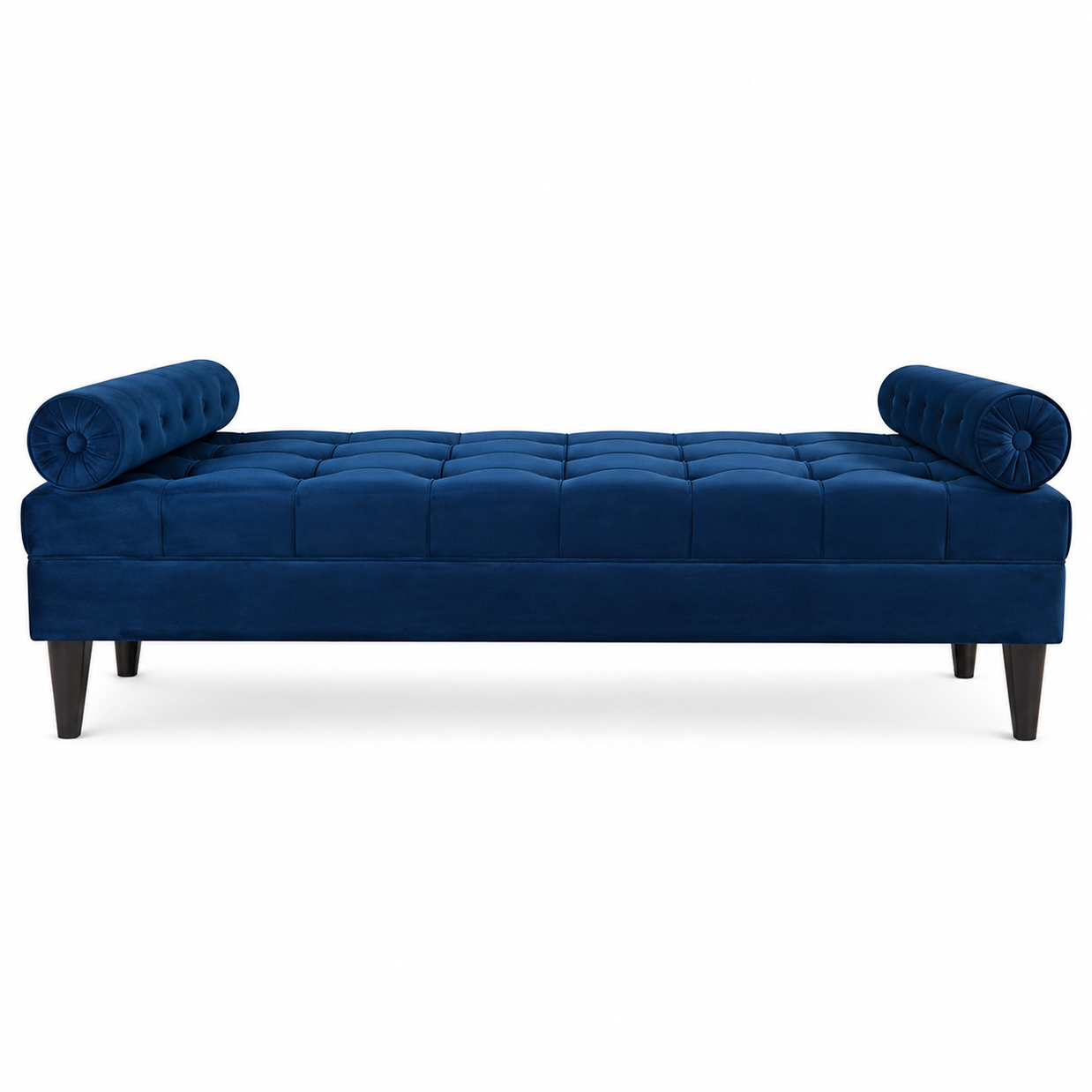 Bolstered Three Seater Diwan Lounge Sofa for Living Room (Blue Velvet)