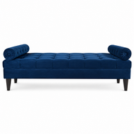Bolstered Three Seater Diwan Lounge Sofa for Living Room (Blue Velvet)