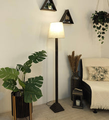 Modern Pinewood Babel Floor Lamp – Elegant Conical Design - WoodenTwist