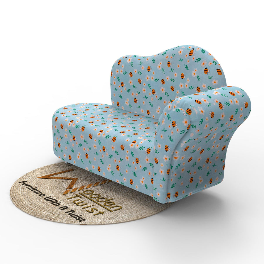 Multicolor Holland fabric, solid wood and steel legs