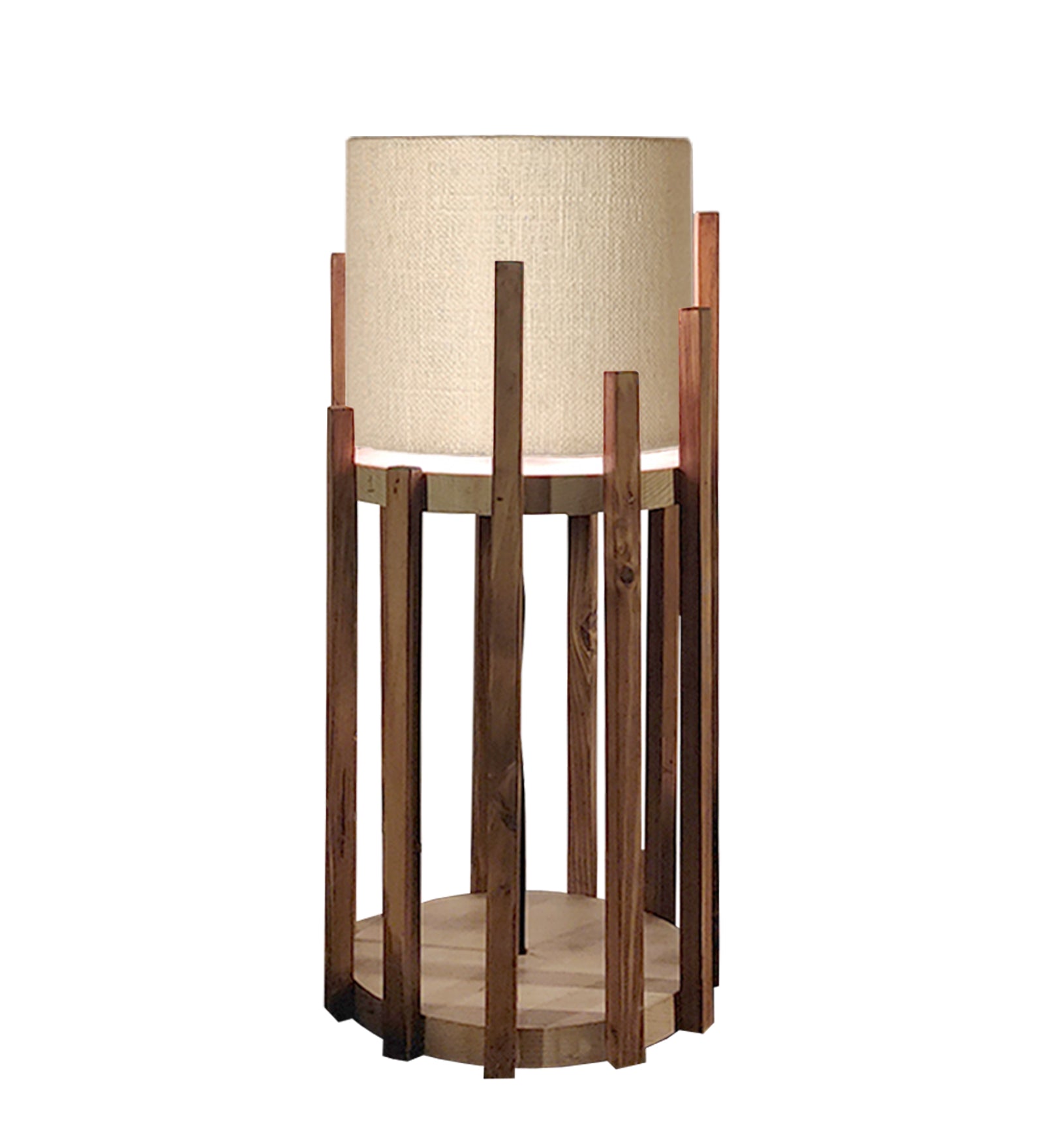 Bastian Wooden Table Lamp with Brown Base and Premium White Fabric Lampshade