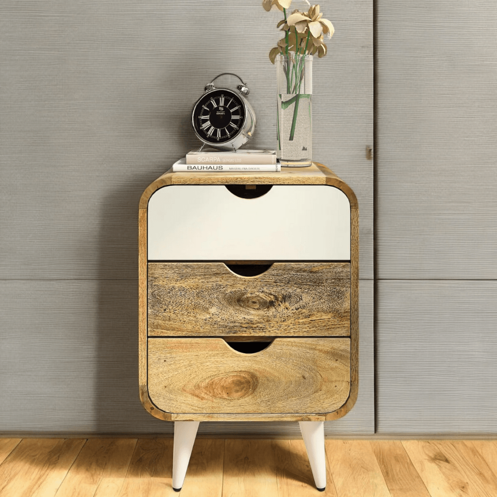 Wooden Twist Solivne Nightstand Bedside Table with 3 Spacious Storage Drawers - WoodenTwist